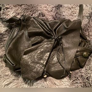 Carlos Falchi Buffalo Bag. Dark green, Leather.